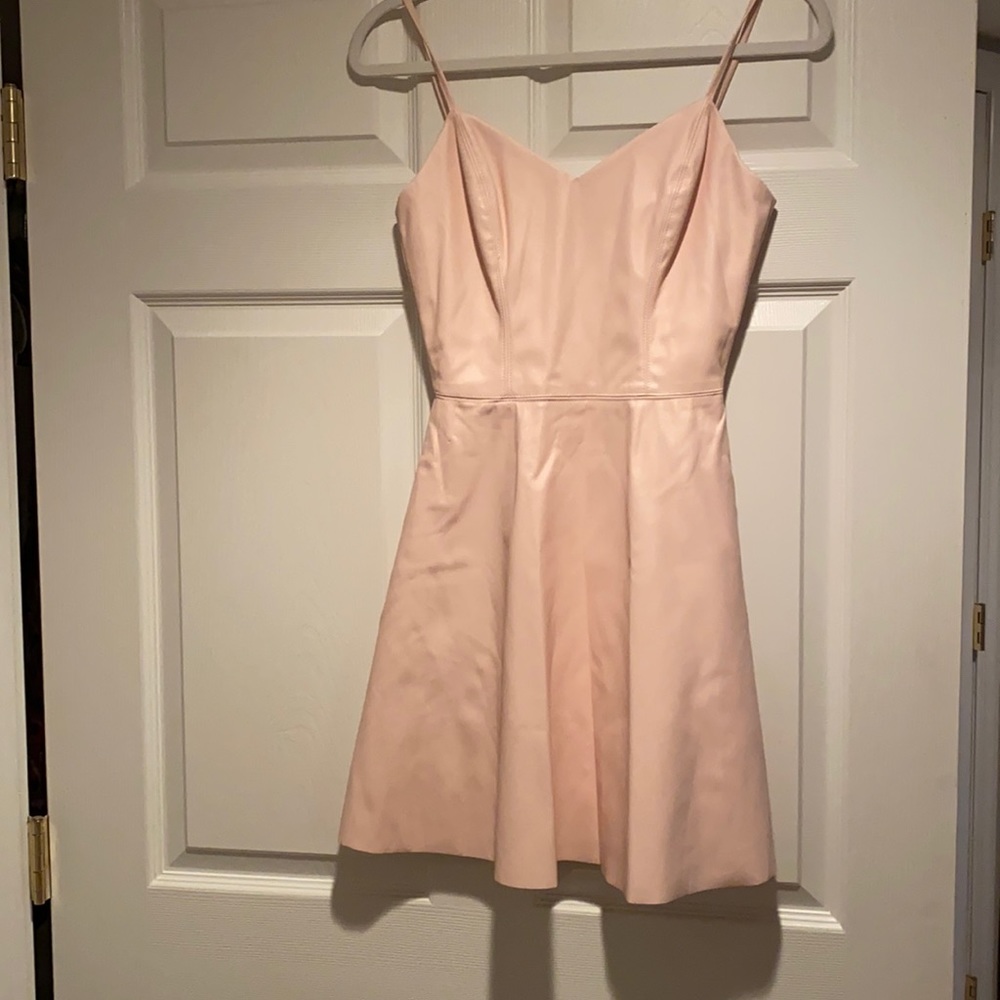 aqua light pink faux leather dress